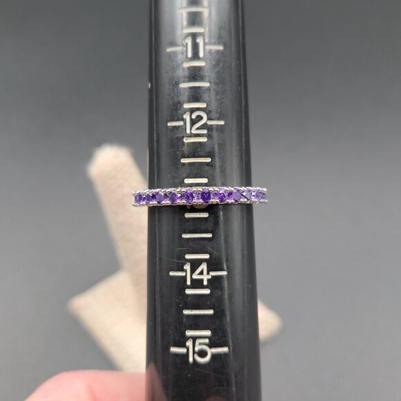 Size 13 Sterling Silver Purple Cubic Zirconia Gems Band Ring A6505 - Picture 6 of 8